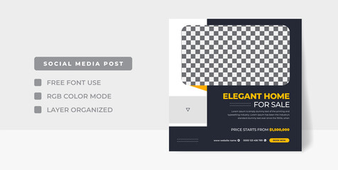 Modern Real Estate social media post, easily editable, colorful, and elegant design. real estate social media post web banner template