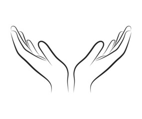icon black line silhouette open hands palms up
