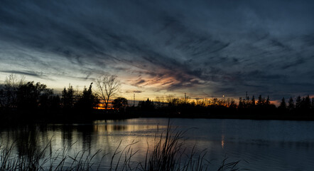 sunset over the river