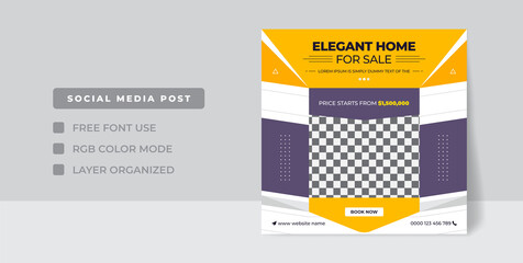 Modern Real Estate social media post, easily editable, colorful, and elegant design. real estate social media post web banner template