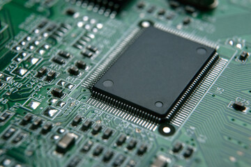 chip board and processor technology digital close up