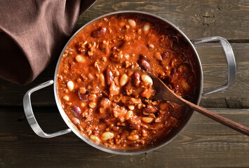 Cowboy beans in cooking pan