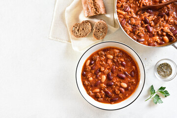 Cowboy beans with ground beef, jalapeno and bacon