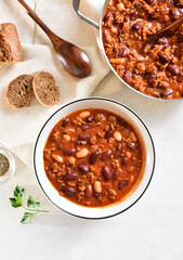 Cowboy beans with ground beef, jalapeno and bacon