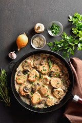 Pork medallions in mushroom gravy