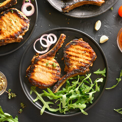 Grilled pork steaks
