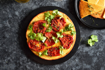 Fototapeta na wymiar Healthy socca pizza