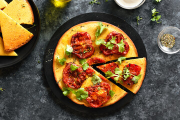 Healthy socca pizza