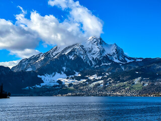 Mount Pilatus on a Clear Day from Lake Lucerne Switzerland