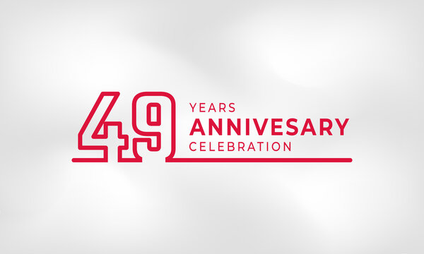 49 Year Anniversary Celebration Linked Logotype Outline Number Red Color for Celebration Event, Wedding, Greeting card, and Invitation Isolated on White Texture Background