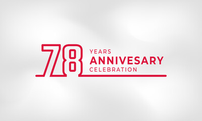 78 Year Anniversary Celebration Linked Logotype Outline Number Red Color for Celebration Event, Wedding, Greeting card, and Invitation Isolated on White Texture Background