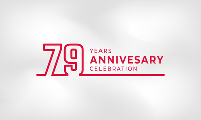 79 Year Anniversary Celebration Linked Logotype Outline Number Red Color for Celebration Event, Wedding, Greeting card, and Invitation Isolated on White Texture Background