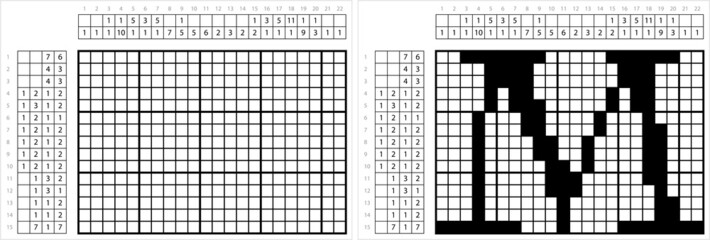 Alphabet M Nonogram Pixel Art M_2201001