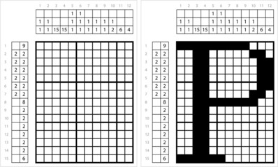 Fototapeta premium Alphabet P Nonogram Pixel Art M_2201001