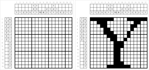 Fototapeta premium Alphabet Y Nonogram Pixel Art M_2201001