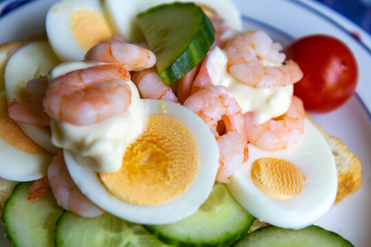 Scandinavian sandwich with shrimps
