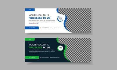 Facebook Cover Design  Template Set, Corporate Business Social Media Design ,Web Banner Template With Blue And  Green, white and dark green background