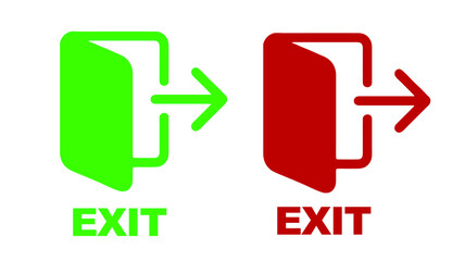 Exit sign of two doors
With red and green colors.
Flat illustration