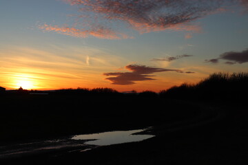 Abendstimmung im Hunsrück. Abendrot. Sonnenuntergang.