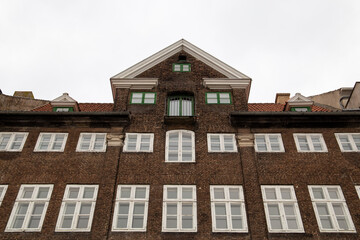 Fototapeta na wymiar Brown house on the canals of Copenhagen