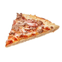  Slice of barbecue italian pizza isolated over white background