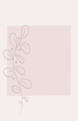 abstract background illustration in pastel colors with floral pattern, flat graphics, blank template with space for text