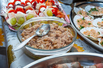 mix of Italian appetizers for New Year's Eve dinner