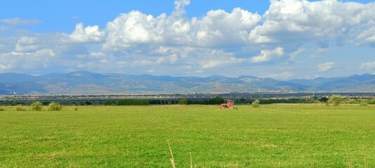 landscape with field and blue sky