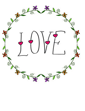 Love wreath hand painted floral