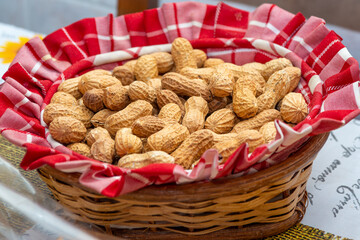 Oily dried fruit in basket