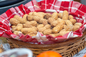 Oily dried fruit in basket