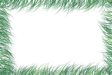 Ramka z zielonej trawy na białym tle.