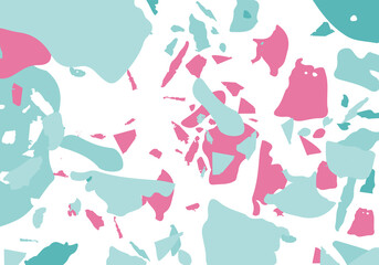 Terrazzo modern abstract template. Pink and blue