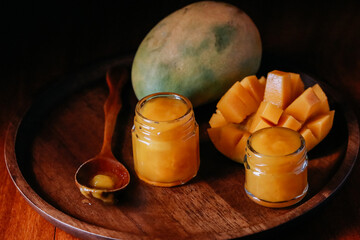 exotic mango jam on a dark background