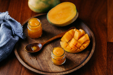 exotic mango jam on a dark background