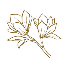 illustration of a golden line flower for logo or icon