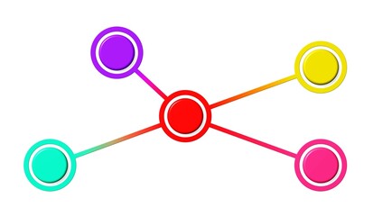 Infografik, Netzwerk, vom einer Position führen Linien zu weiteren Positionen