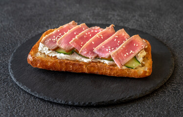 Sandwich with cream cheese and tuna