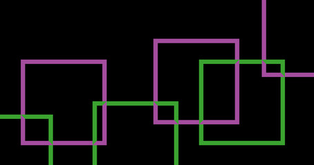 Render with pink and green squares on black background