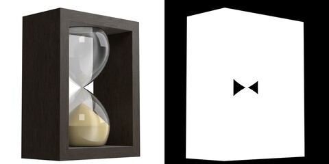 3D rendering illustration of a decorative hourglass