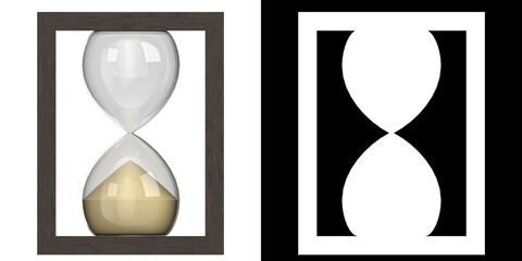 3D rendering illustration of a decorative hourglass