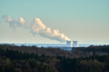 view to nuclear power plant Gundremmingen Germany on a day of shut down