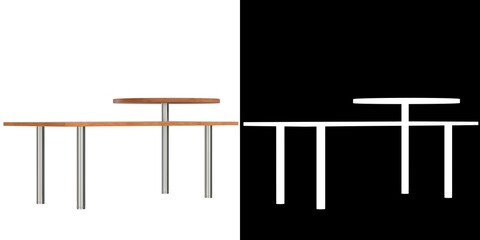 3D rendering illustration of a desk with circular shelf