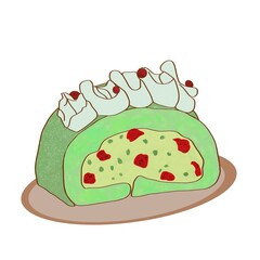 Matcha Cake on white background