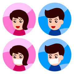 set of faces man and women masked 