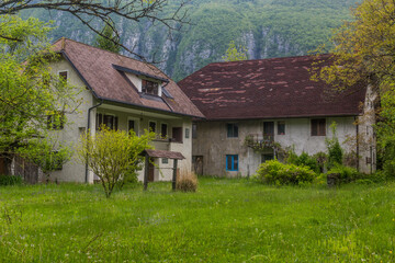 Fototapeta na wymiar Houses near Bovec village, Slovenia