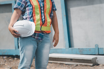 Woman construction engineer at construction site