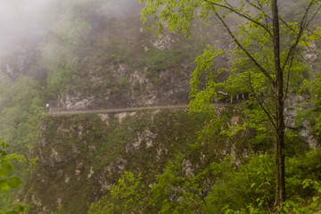 Road above Tolmin Gorges (Tolminska Korita), Slovenia