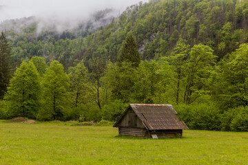 Pastures and a hayloft near Bled, Slovenia