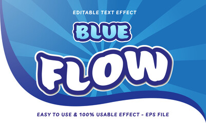 editable blue flow text effect usable for product or company logo